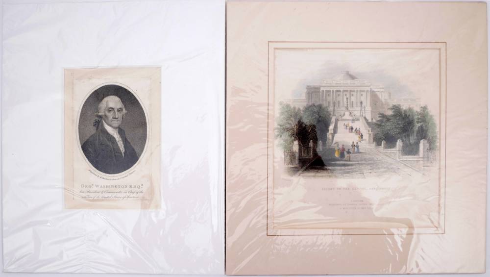 1798-1840s Portrait of George Washington and views of Washington DC and environs by Bartlett. at Whyte's Auctions