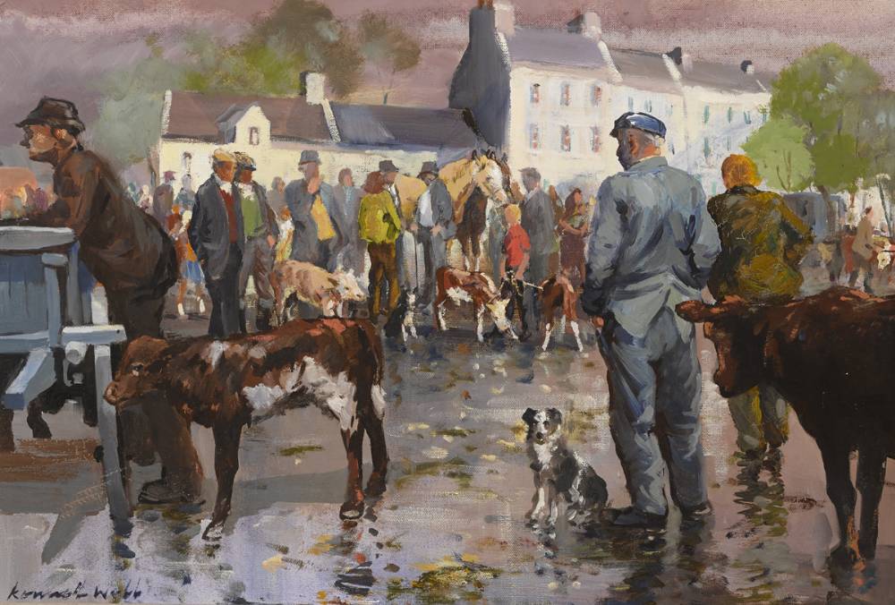 MARKET DAY, CLIFDEN, COUNTY GALWAY by Kenneth Webb RWA FRSA RUA (b.1927) at Whyte's Auctions