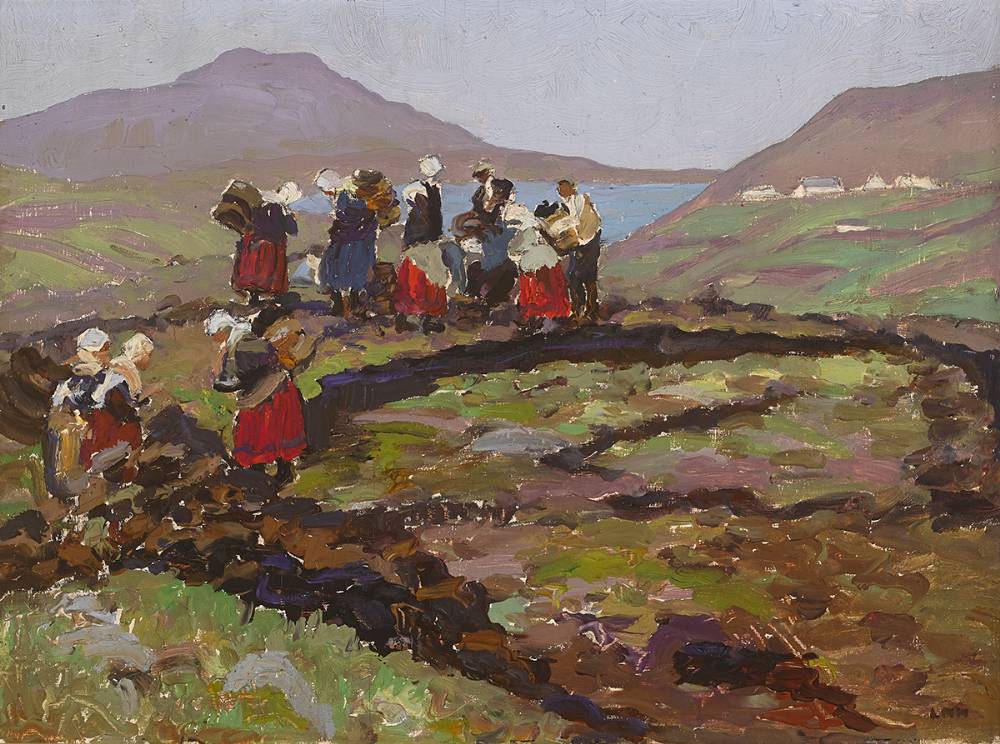 ACHILL ISLAND, COUNTY MAYO (FIGURES ON THE BOG) by Letitia Marion Hamilton RHA (1878-1964) at Whyte's Auctions