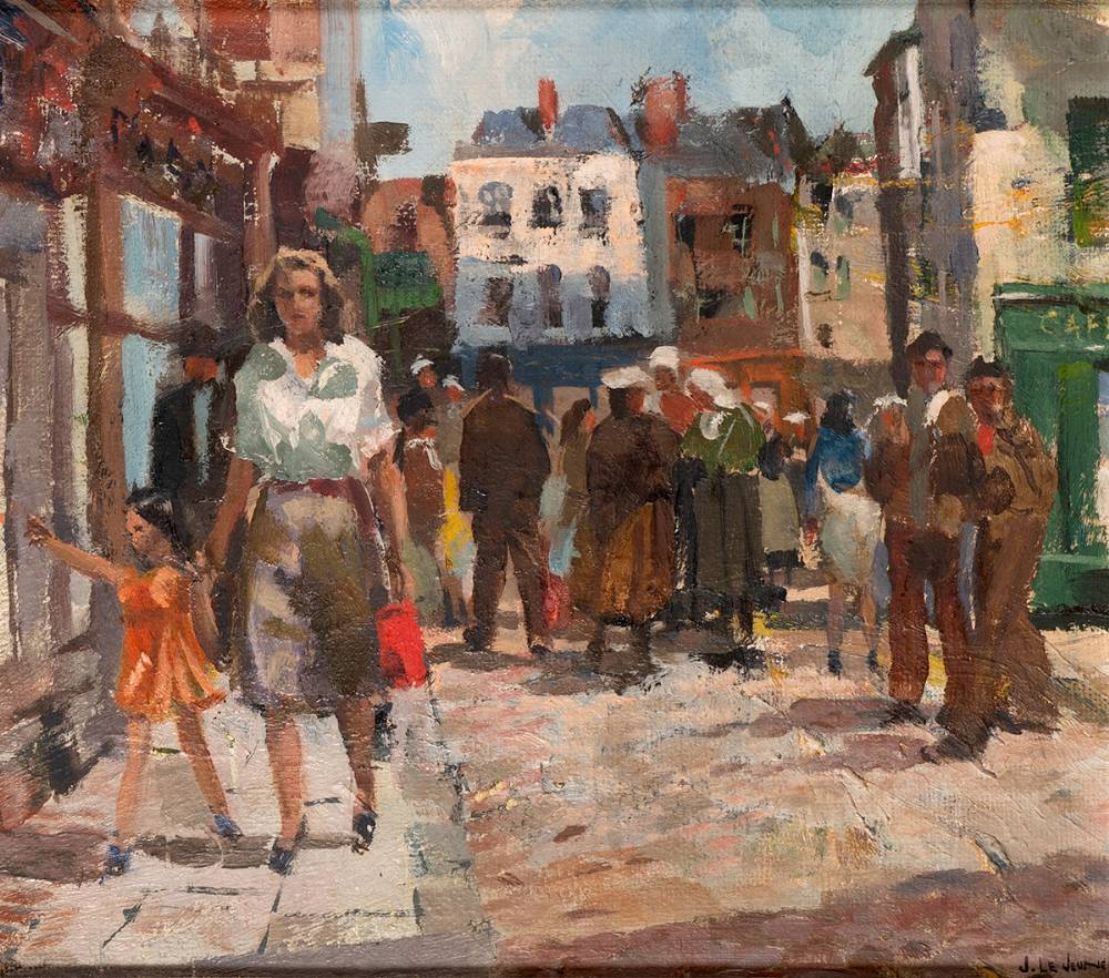 STREET SCENE IN BRETON VILLAGE by James le Jeune RHA (1910-1983) at Whyte's Auctions