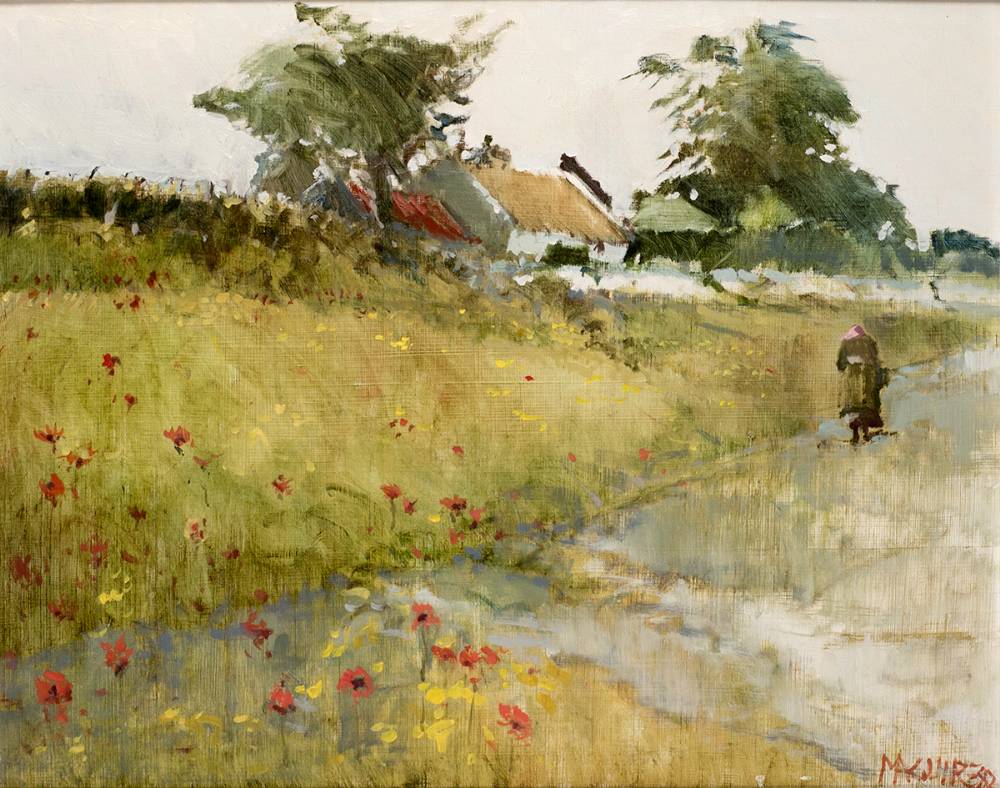 WAYSIDE COTTAGE AND WILD POPPIES, CONNEMARA, 1982 by Cecil Maguire RHA RUA (1930-2020) at Whyte's Auctions