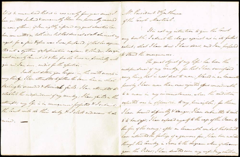 1798 (10 November) Theobald Wolfe Tone's speech from the dock. at Whyte's Auctions