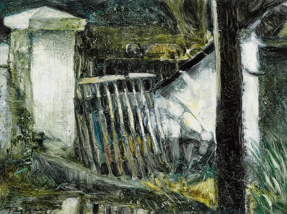 BROKEN GATE, NEAR MILLTOWN, DUBLIN by Donald Teskey sold for 4,800 at Whyte's Auctions