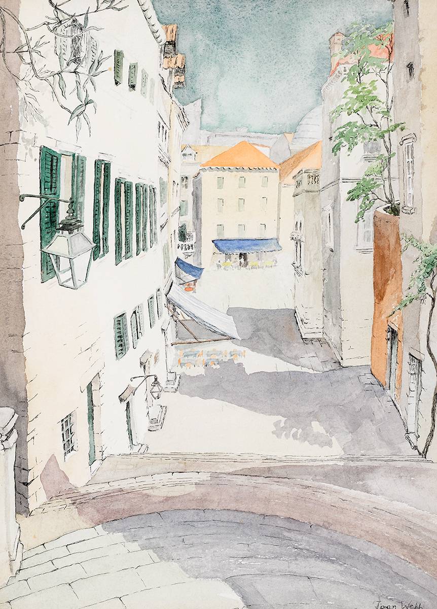 MARKET PLACE, DUBROVNIK by Joan Webb sold for 280 at Whyte's Auctions