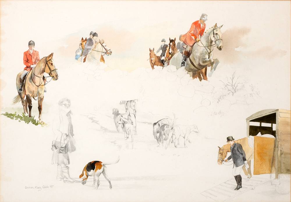 HORSE STUDIES II, THE HUNT,1987 by Susan Mary Webb sold for 300 at Whyte's Auctions