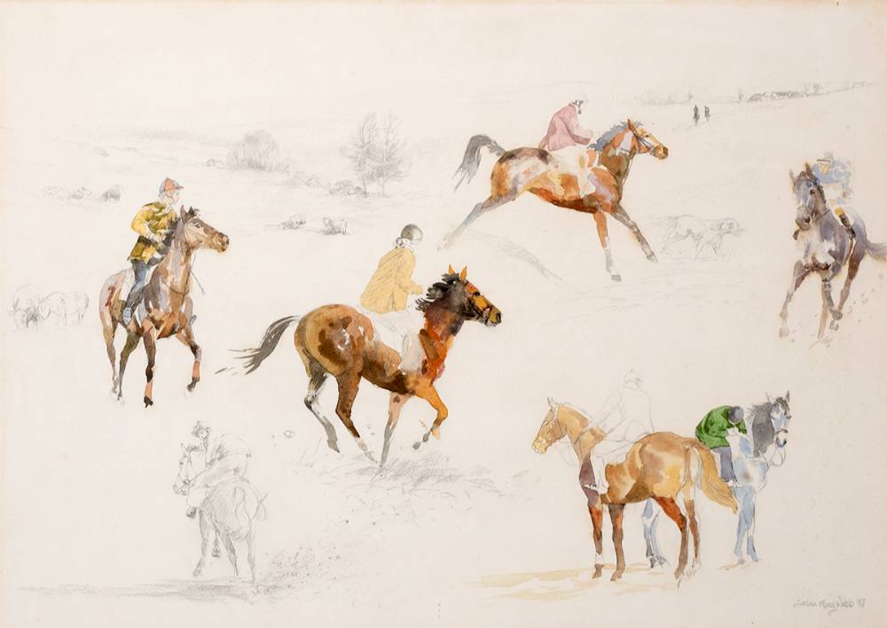 HORSE STUDY I, THE RACES, 1987 by Susan Mary Webb sold for 300 at Whyte's Auctions