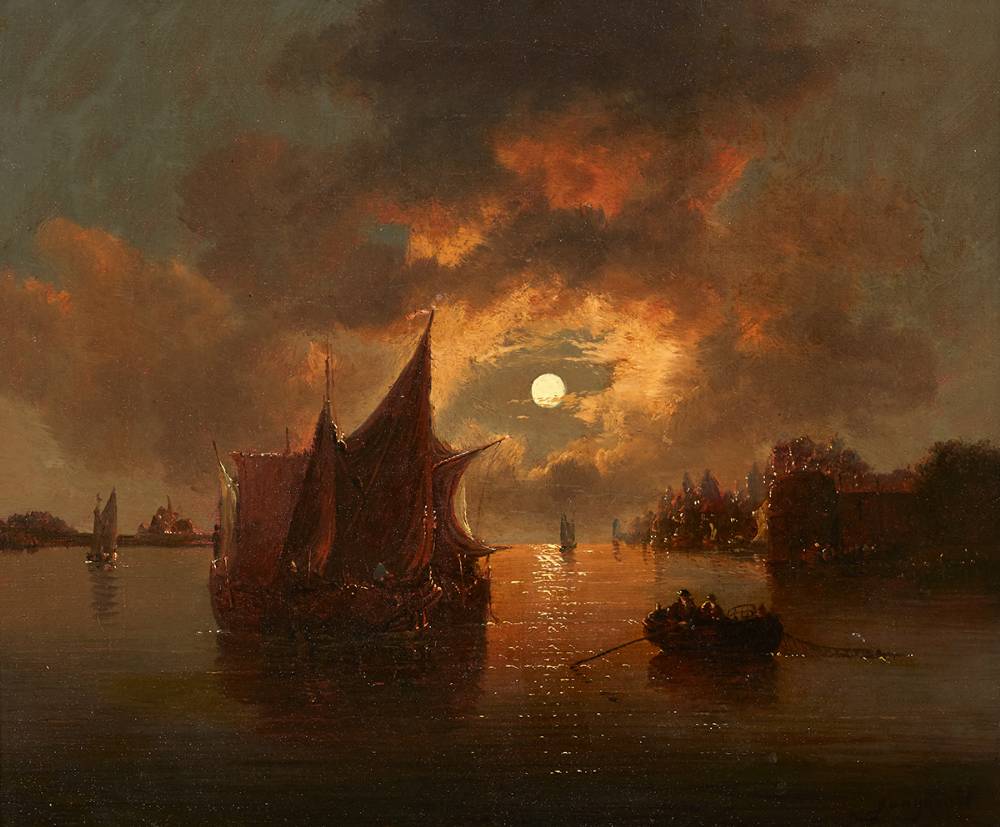 SHIPS IN MOONLIGHT by Johan Barthold Jongkind sold for 11,000 at Whyte's Auctions
