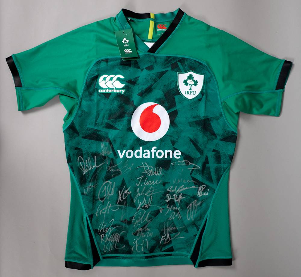 Irish Rugby Legends, Rugby Shirt signed by 38 Irish International