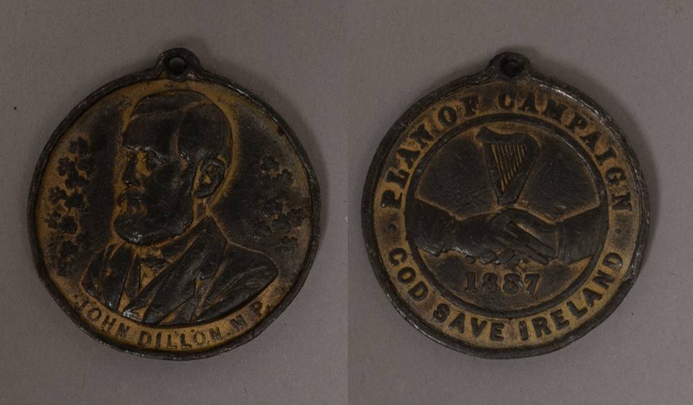 Late 19th century John Dillon MP medal, photograph and letter, also a Unionist Anti Home Rule handbill. at Whyte's Auctions