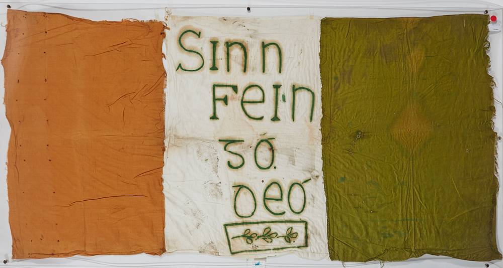 1916 A Sinn Fin Tricolour Flag flown over one of the buildings occupied by the Irish Volunteers during the Rising. at Whyte's Auctions