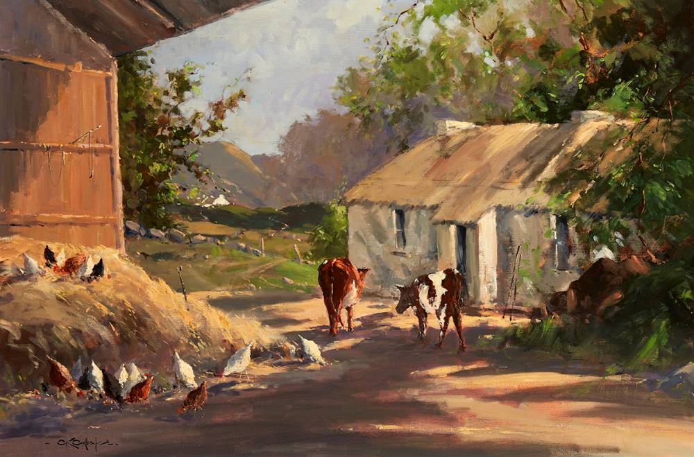 FARMYARD SCENE WITH CATTLE AND HENS by George K. Gillespie RUA (1924-1995) at Whyte's Auctions