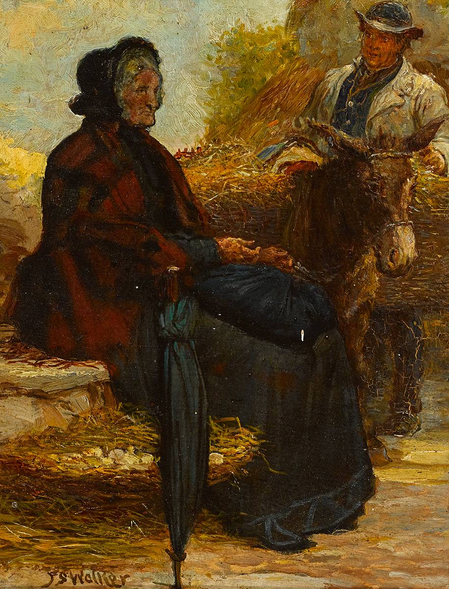 GALWAY WOMAN, MARKET DAY by Francis S. Walker sold for 950 at Whyte's Auctions