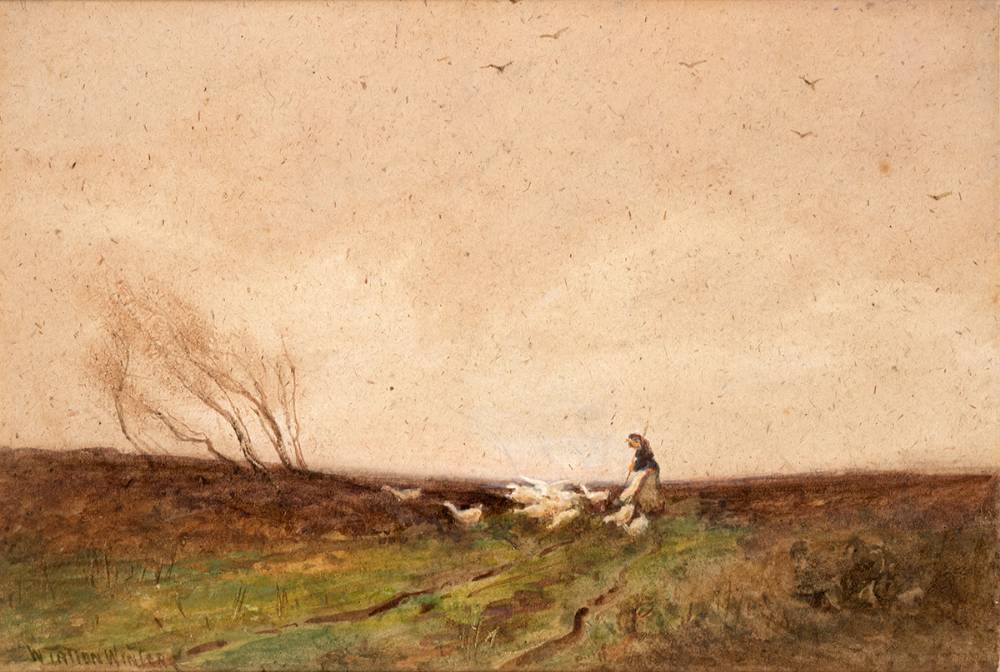 MOVING GEESE ACROSS THE MOOR by William Tatton Winter sold for 100 at Whyte's Auctions