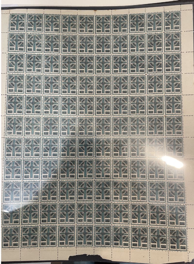 1908 Sinn Fin postage stamps - a very rare complete sheet. at Whyte's Auctions