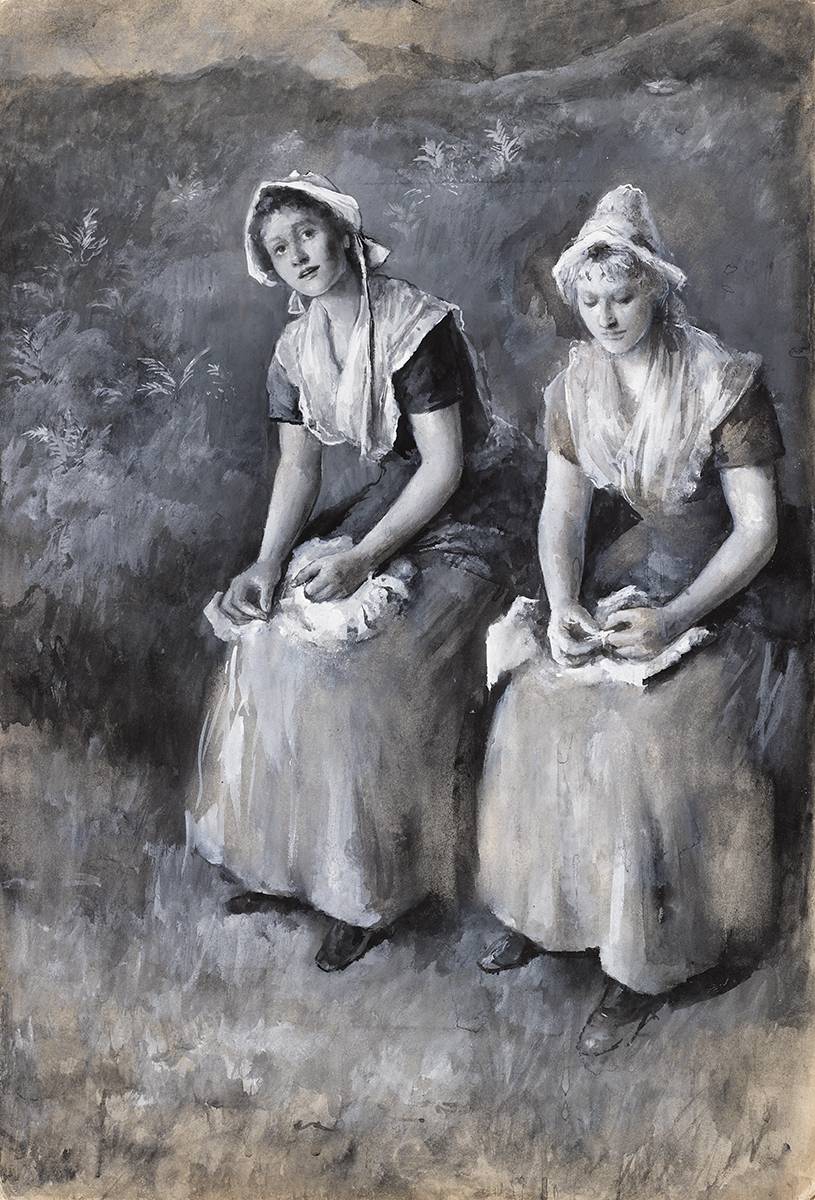 TWO GIRLS SEATED IN A GARDEN by John Butler Yeats sold for 2,900 at Whyte's Auctions