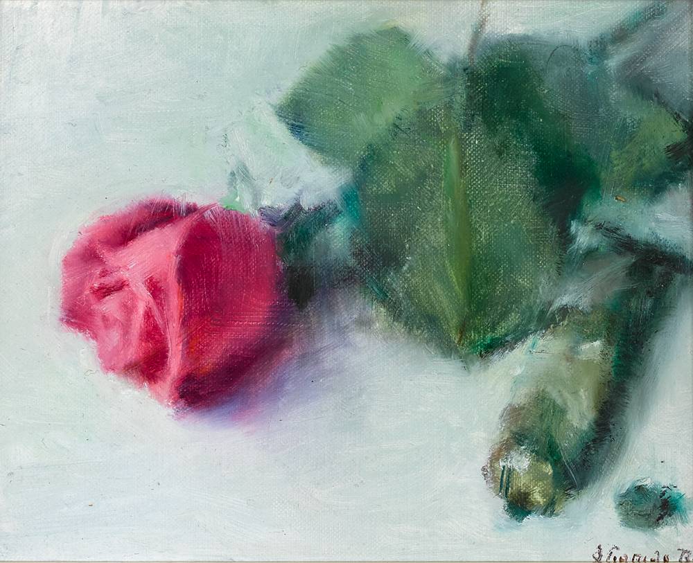STILL LIFE WITH PINK ROSE, 2011 by Thomas Ryan PPRHA (1929-2021) at Whyte's Auctions