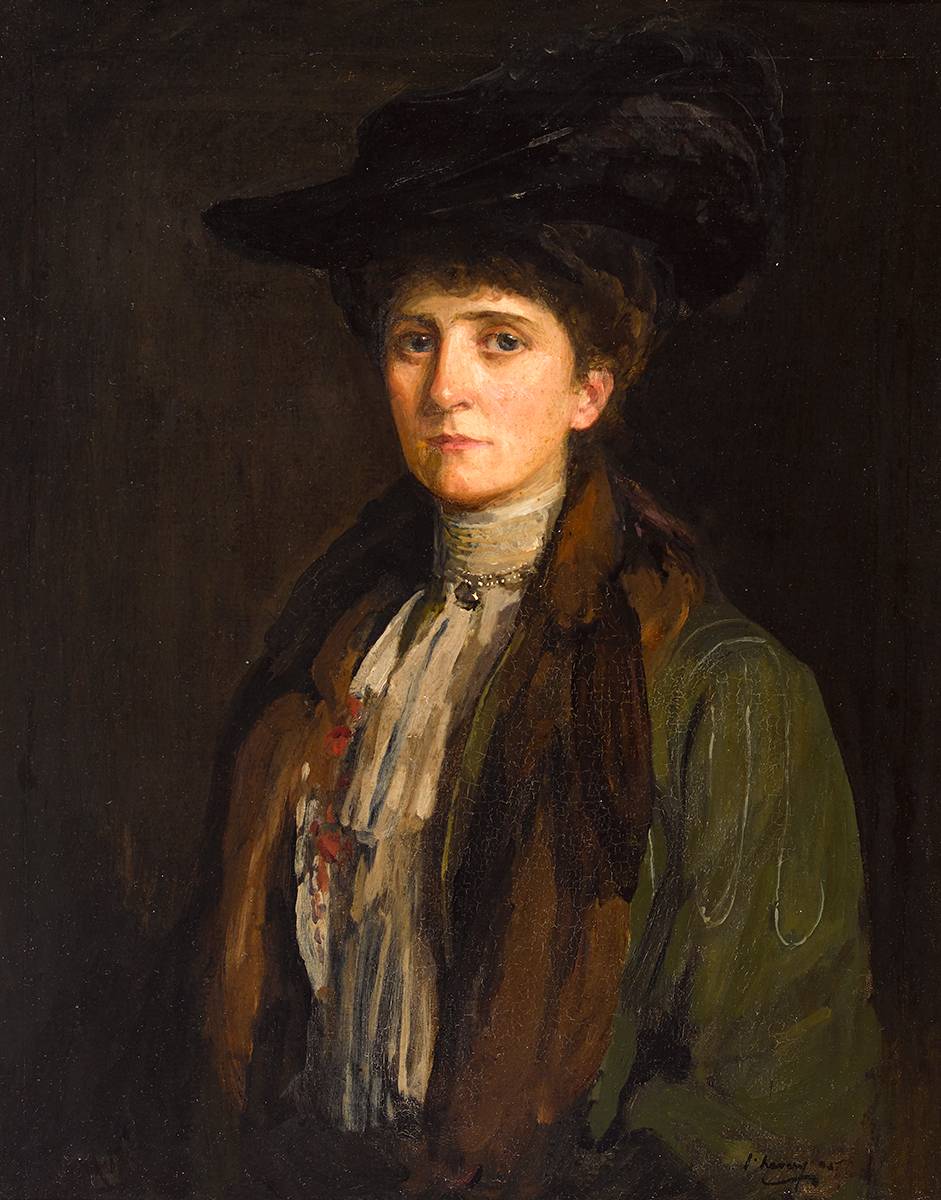 A LADY IN BROWN (THOUGHT TO BE MISS MARGARET EDITH BANNATYNE), 1905 by Sir John Lavery sold for 10,500 at Whyte's Auctions