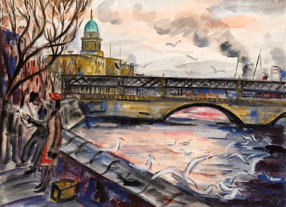 NOVEMBER ON THE LIFFEY, DUBLIN, 1948 by Norah McGuinness sold for 10,500 at Whyte's Auctions