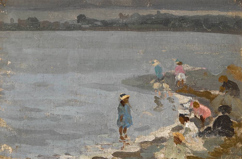 PLAYING BY THE SHORE by William John Leech sold for 10,000 at Whyte's Auctions