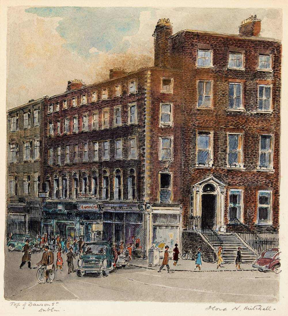 TOP OF DAWSON STREET, DUBLIN by Flora H. Mitchell sold for 3,200 at Whyte's Auctions