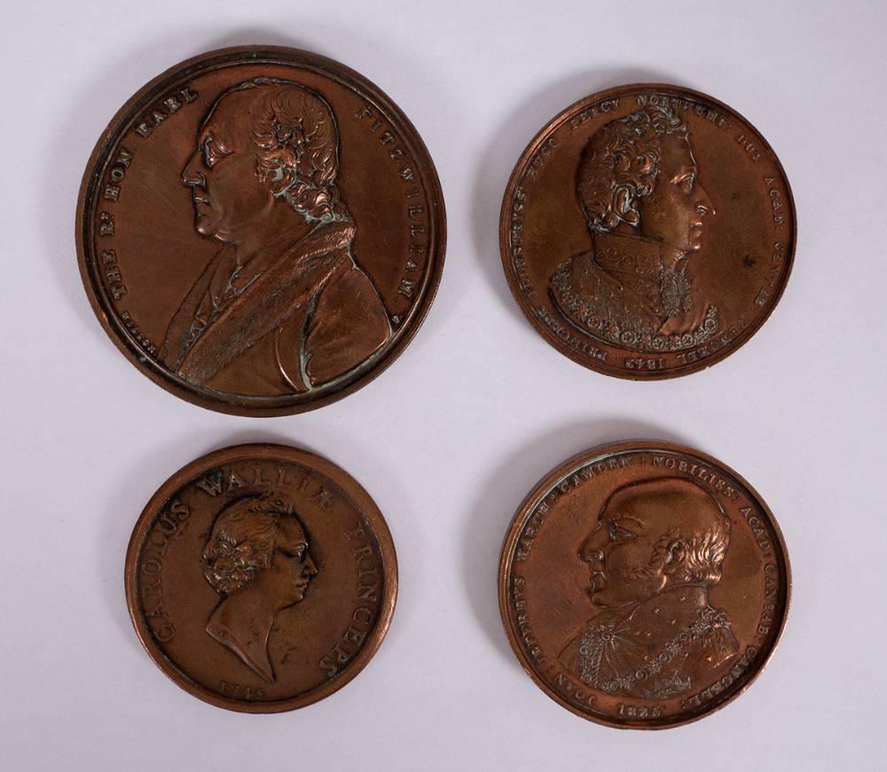 1745-1842. Bronze commemorative medals for Prince Charles Edward Stuart, Lord Fitzwilliam, Duke of Northumberland and Earl Camden. at Whyte's Auctions