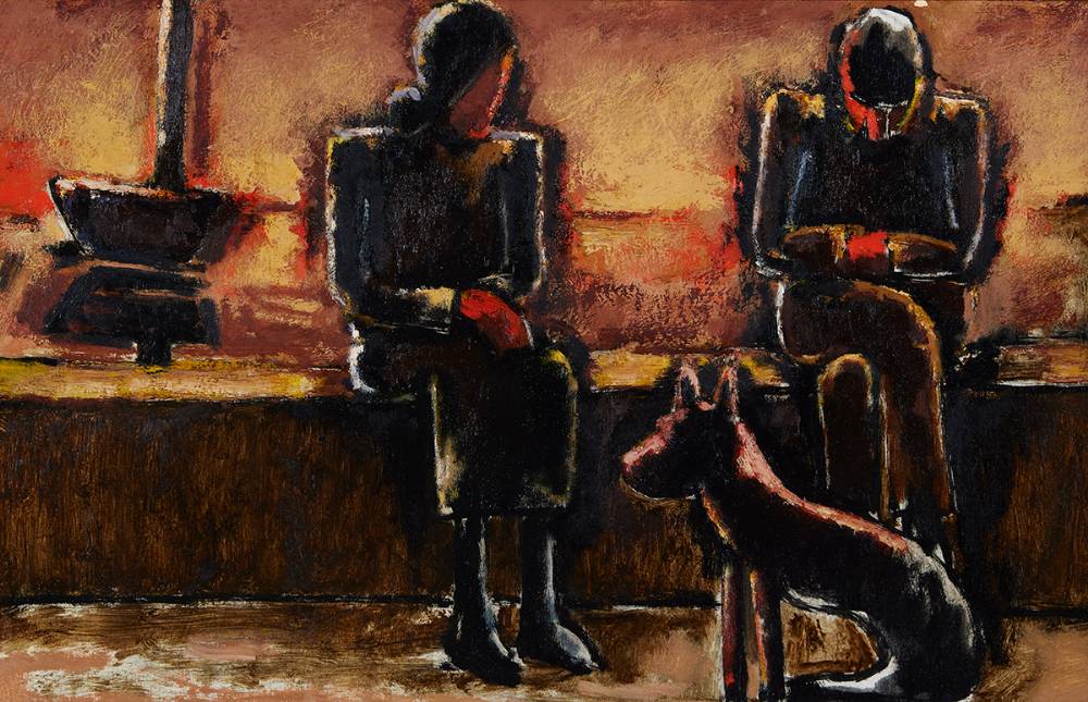 COUPLE WITH DOG, 1979 by Josef Herman OBE RA (Polish British, 1911-2000) at Whyte's Auctions