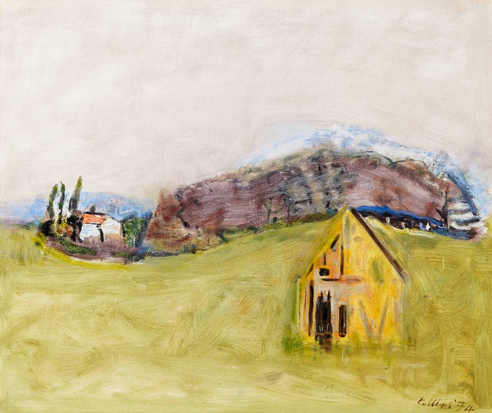 NORMANDY LANDSCAPE WITH DESERTED BARN, 1974 by Patrick Collins HRHA (1910-1994) at Whyte's Auctions