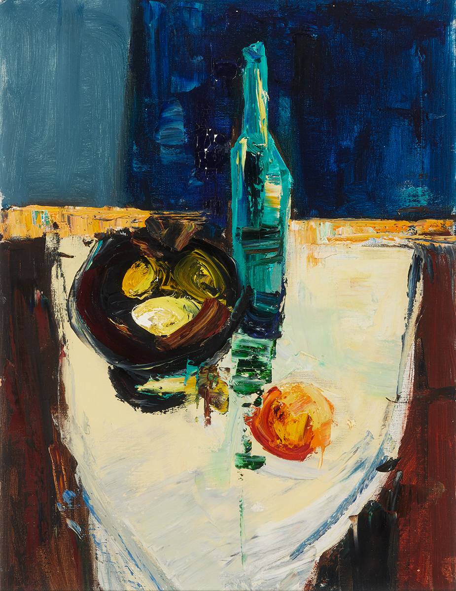 STILL LIFE WITH WINE BOTTLE by Kenneth Webb RWA FRSA RUA (b.1927) at Whyte's Auctions
