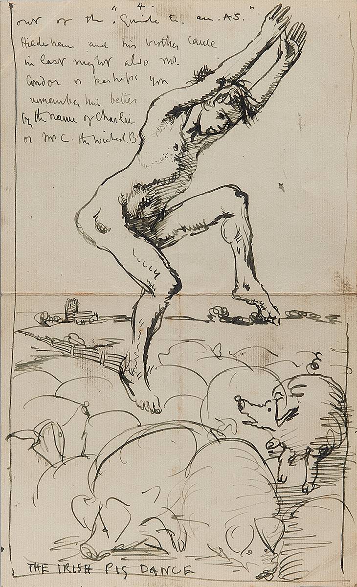 THE IRISH PIG DANCE [ON HANDWRITTEN LETTER] by Sir William Orpen KBE RA RI RHA (1878-1931) at Whyte's Auctions