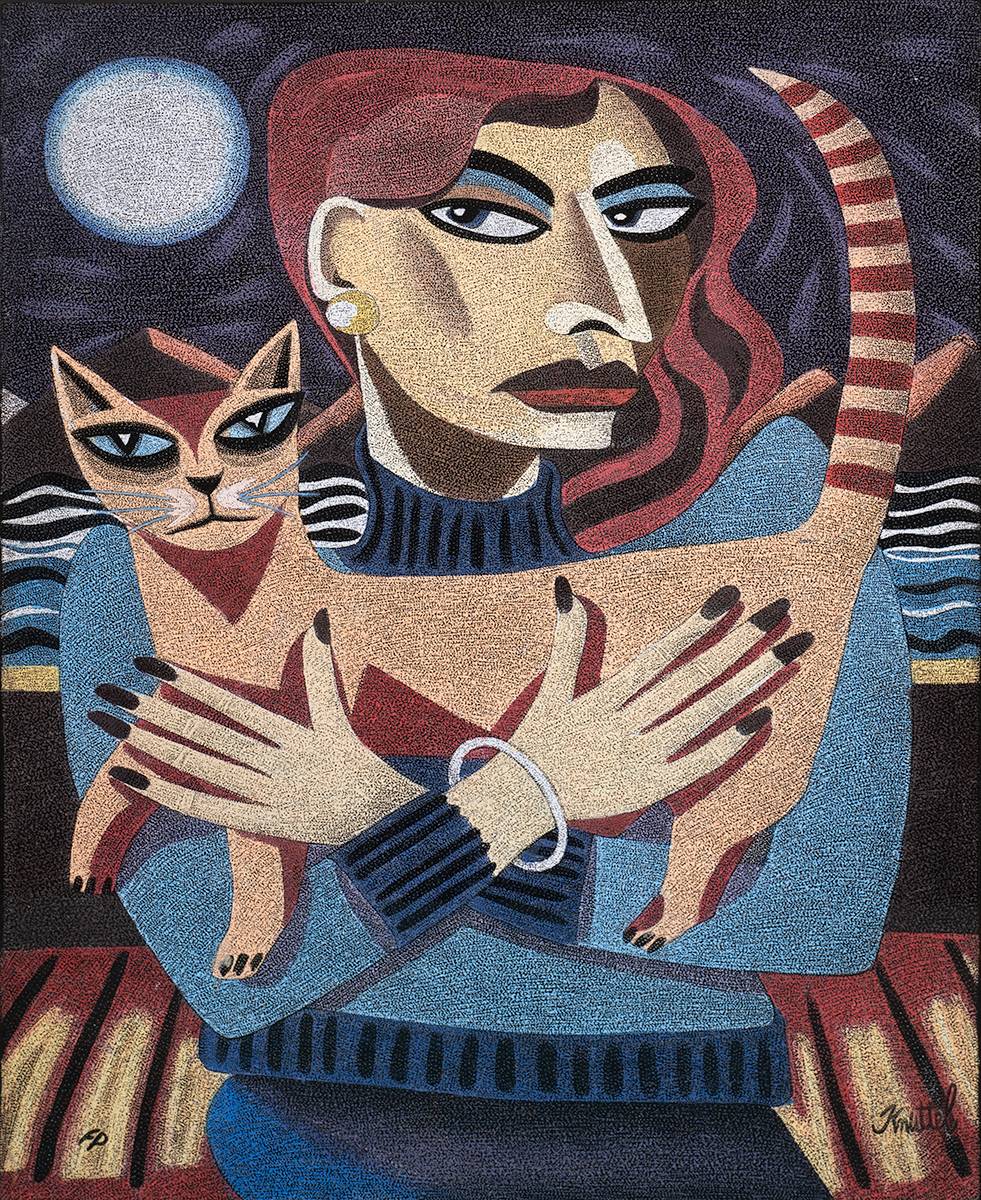WOMAN AND CAT by Graham Knuttel sold for 800 at Whyte's Auctions