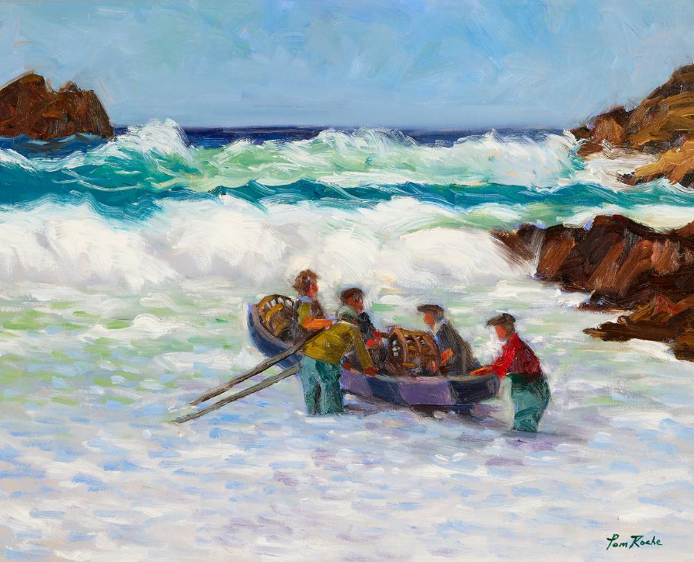 LOBSTER FISHERMEN by Tom Roche (b.1940) at Whyte's Auctions