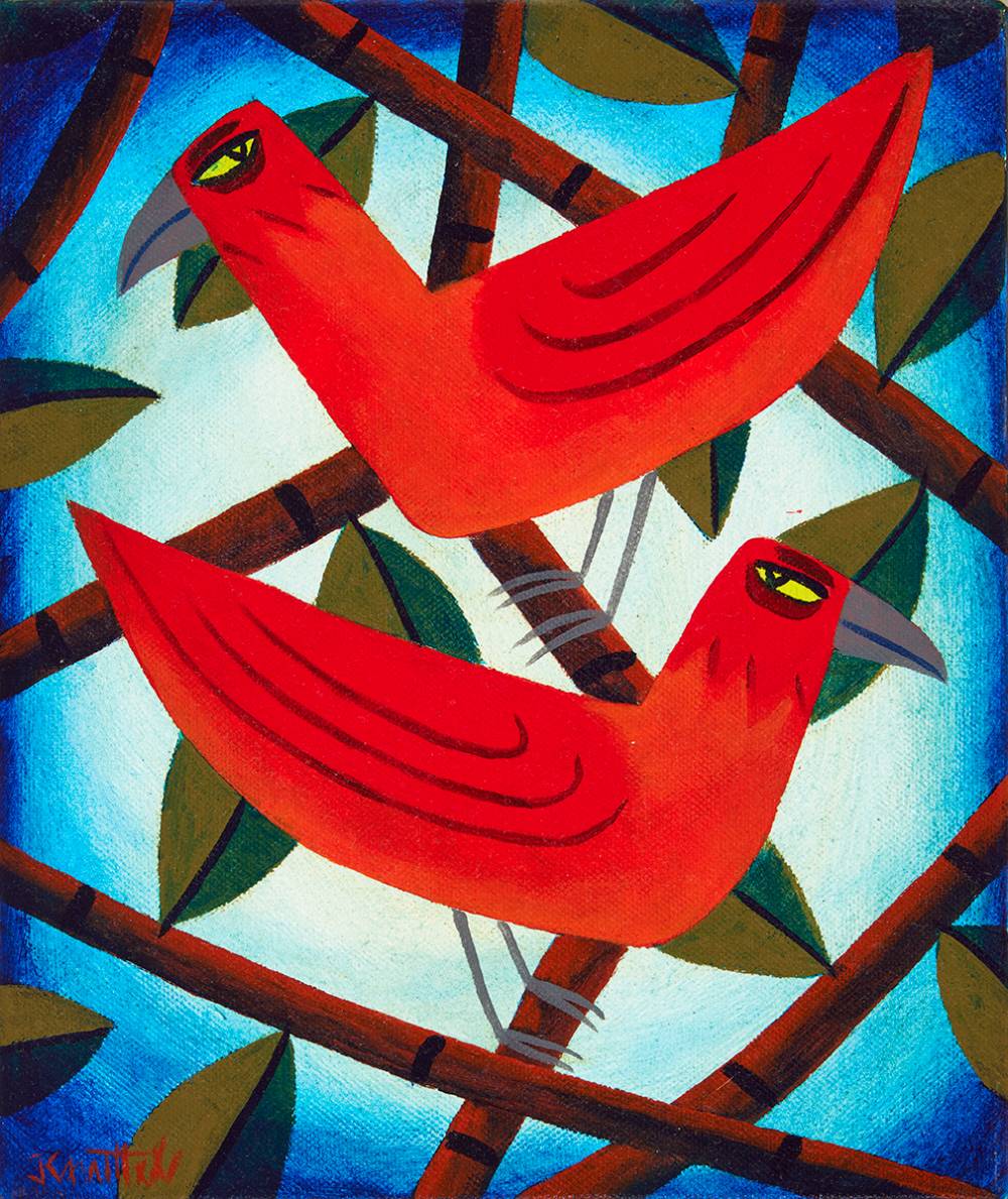 TWO RED BIRDS by Graham Knuttel sold for 1,250 at Whyte's Auctions
