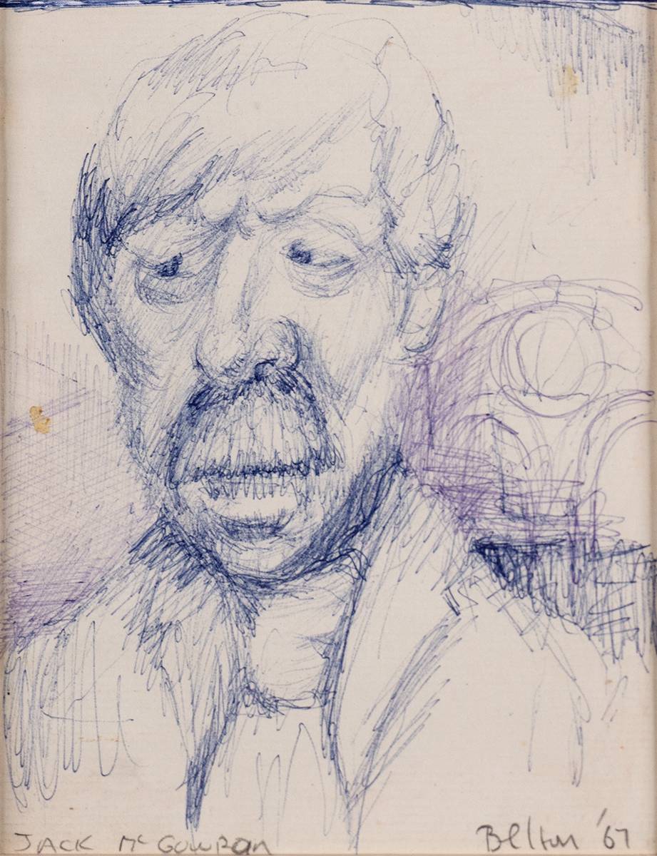 JACK MCGOWRAN, BEWLEY'S, 1967 by Liam Belton RHA (b.1947) at Whyte's Auctions