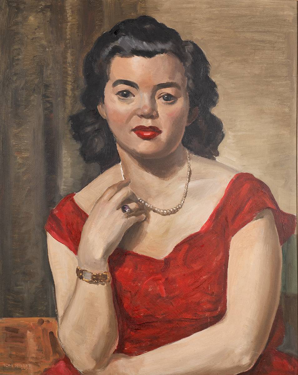LADY IN RED by Tom Nisbet RHA (1909-2001) at Whyte's Auctions