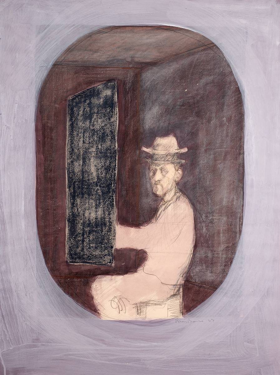 SELF PORTRAIT WITH TWO HATS, 1967 by Brian Bourke HRHA (b.1936) at Whyte's Auctions