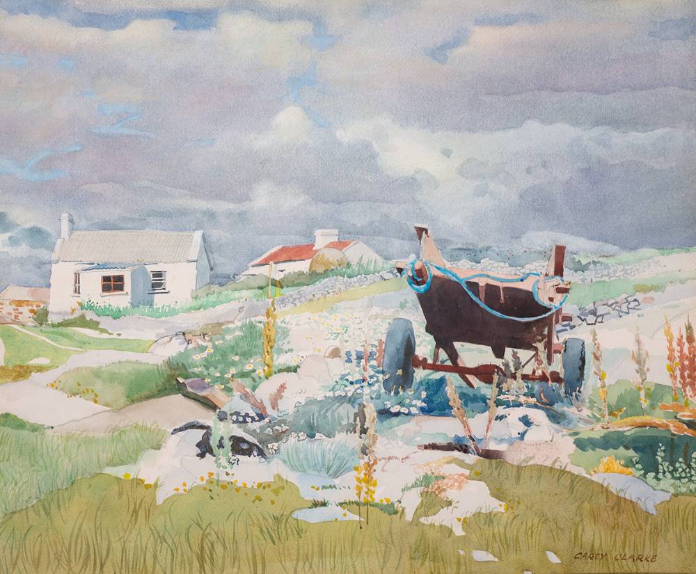 WEST OF IRELAND LANDSCAPE WITH CART by Carey Clarke PPRHA (b.1936) at Whyte's Auctions