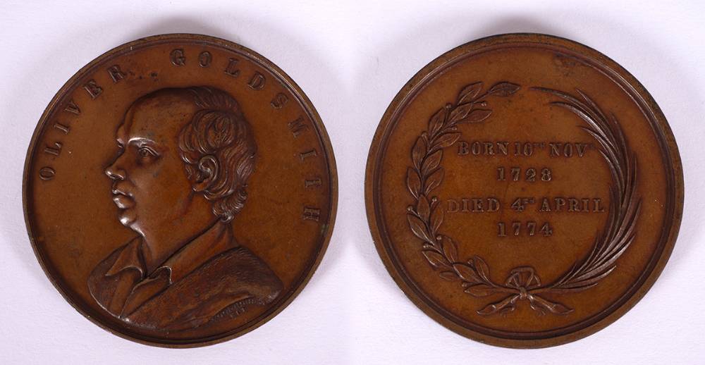 1774 Oliver Goldsmith memorial medal and two others. at Whyte's Auctions
