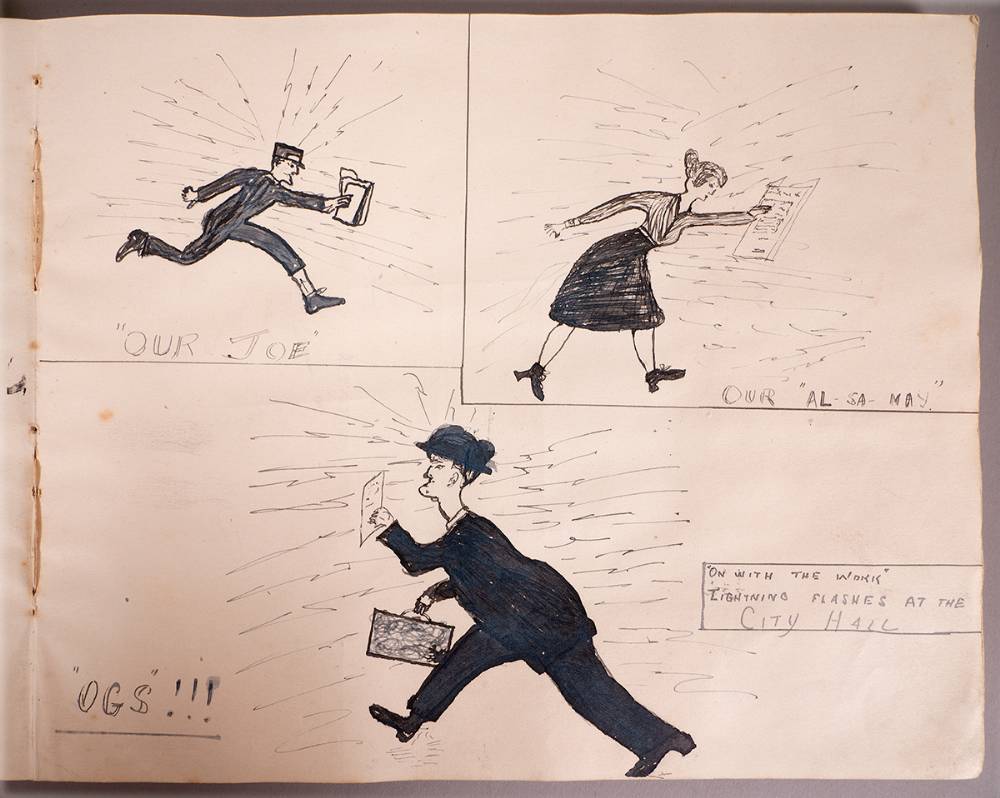 1921-1922. A rare original caricature of Michael Collins by his secretary. at Whyte's Auctions