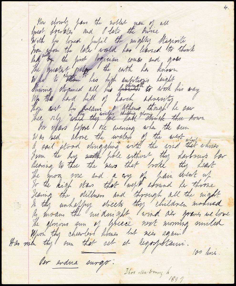 [1916] Thomas MacDonagh, signatory to the Proclamation of the Irish Republic - a poem in his own hand. at Whyte's Auctions