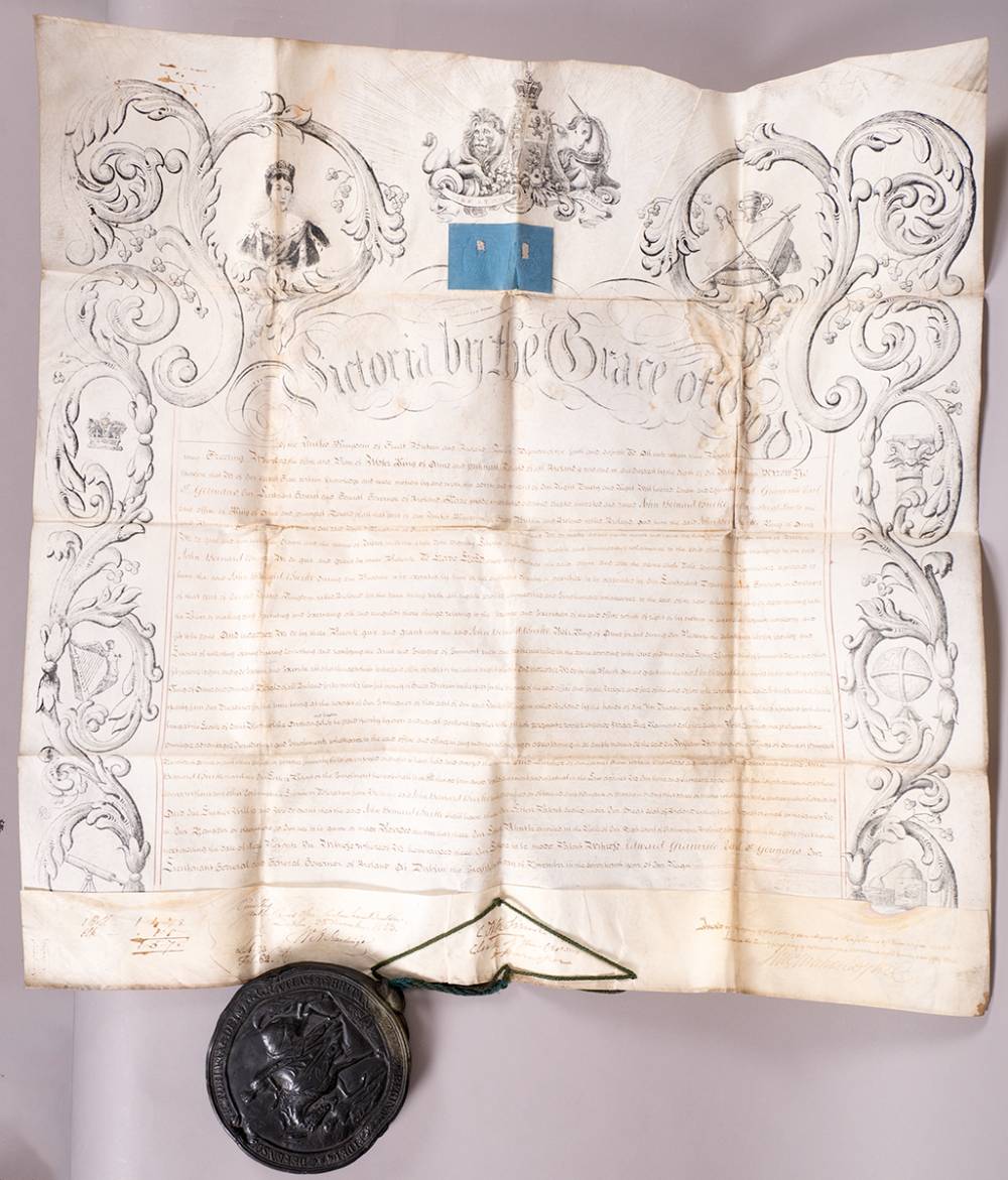 1853 Patent appointing John Bernard Burke to the Office of Ulster King of Arms and Principal Herald of All Ireland and other manuscripts relating to Upminster Hall. at Whyte's Auctions