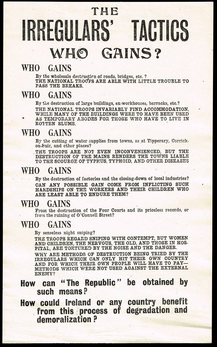 1922. Provisional Government posters - The Irregulars' Tactics and The Kilmainham Prisoners. at Whyte's Auctions