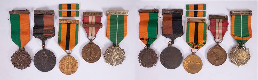 1916 Rising Service Medal, 1917-1921 War of Independence with Comhrach clasp, 1939-1946 Emergency Service Medal (26th Battalion), 1966 Rising Anniversary Medal and 1971 Truce Anniversary Medal to a Dublin Brigade Volunteer at Whyte's Auctions