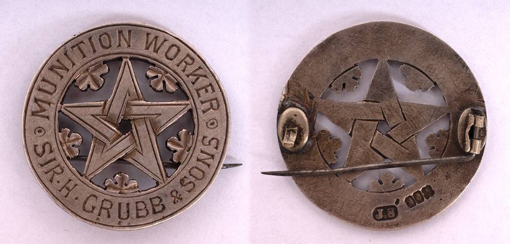 1914-1918 Munition Worker Irish silver badge. at Whyte's Auctions