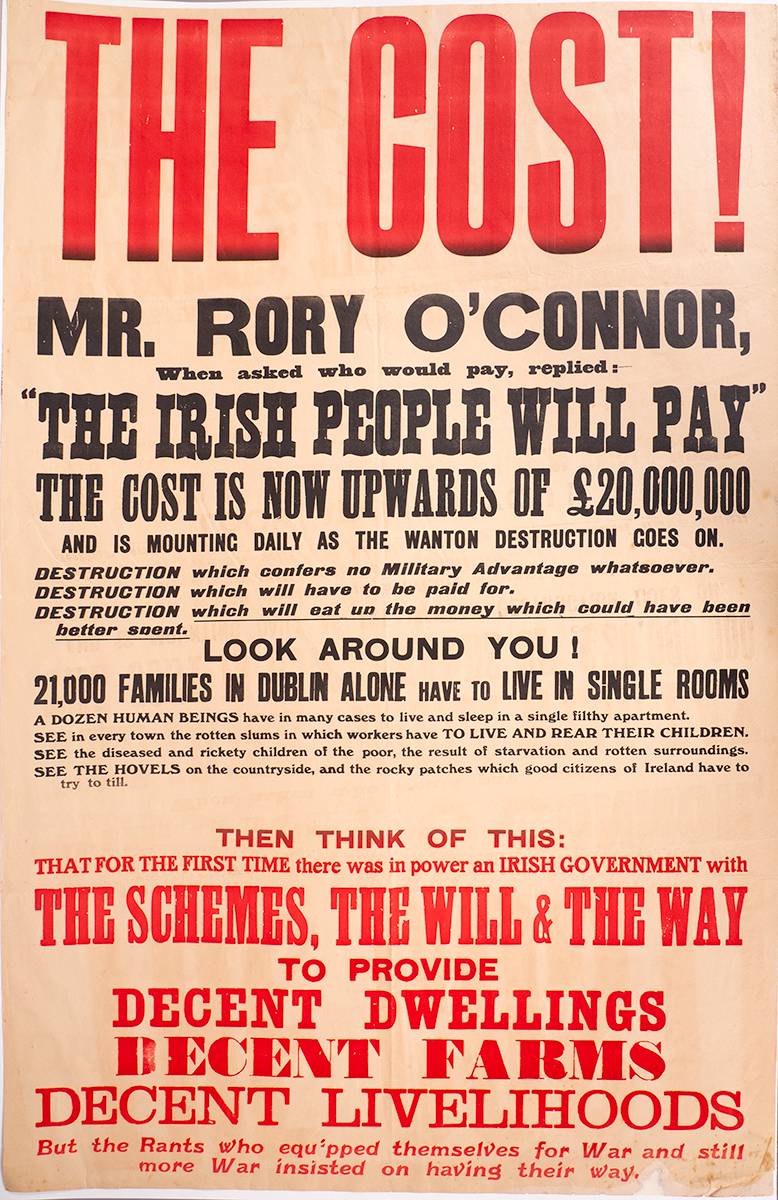1922-1923 Civil War. Large Free State Government poster - 'The Cost' at Whyte's Auctions