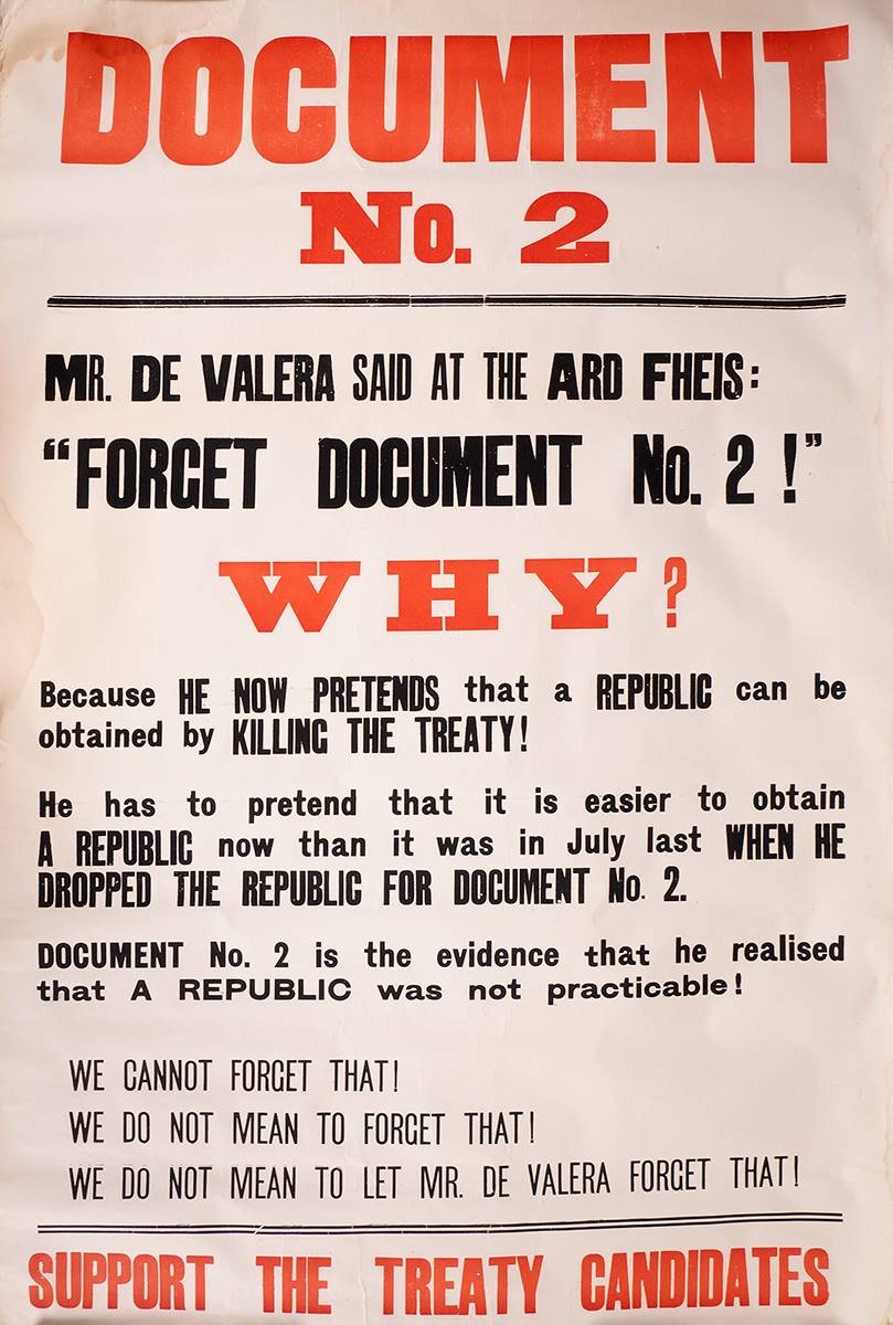 1922. Pro Treaty poster 'DOCUMENT N0. 2 at Whyte's Auctions