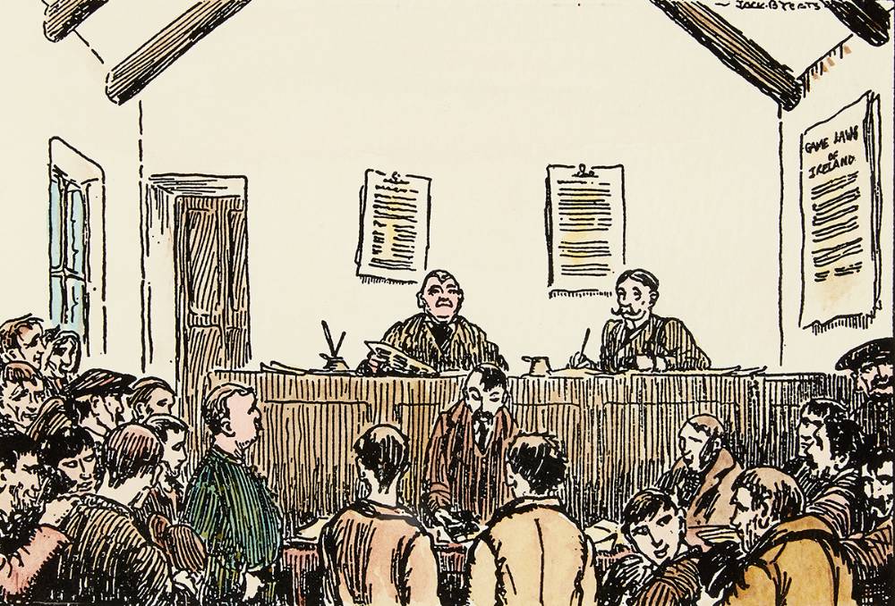 THE POTEEN MAKERS - ILLICIT WHISKY MAKERS ON THEIR TRIAL by Jack Butler Yeats RHA (1871-1957) at Whyte's Auctions