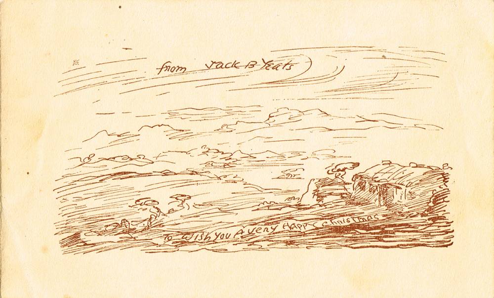 CHRISTMAS CARD [COTTAGE IN A LANDSCAPE] by Jack Butler Yeats RHA (1871-1957) at Whyte's Auctions