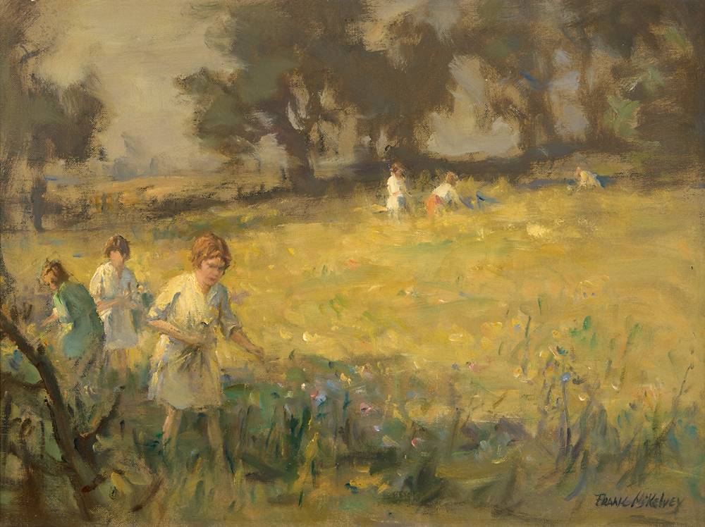 GATHERING WILD FLOWERS by Frank McKelvey RHA RUA (1895-1974) at Whyte's Auctions