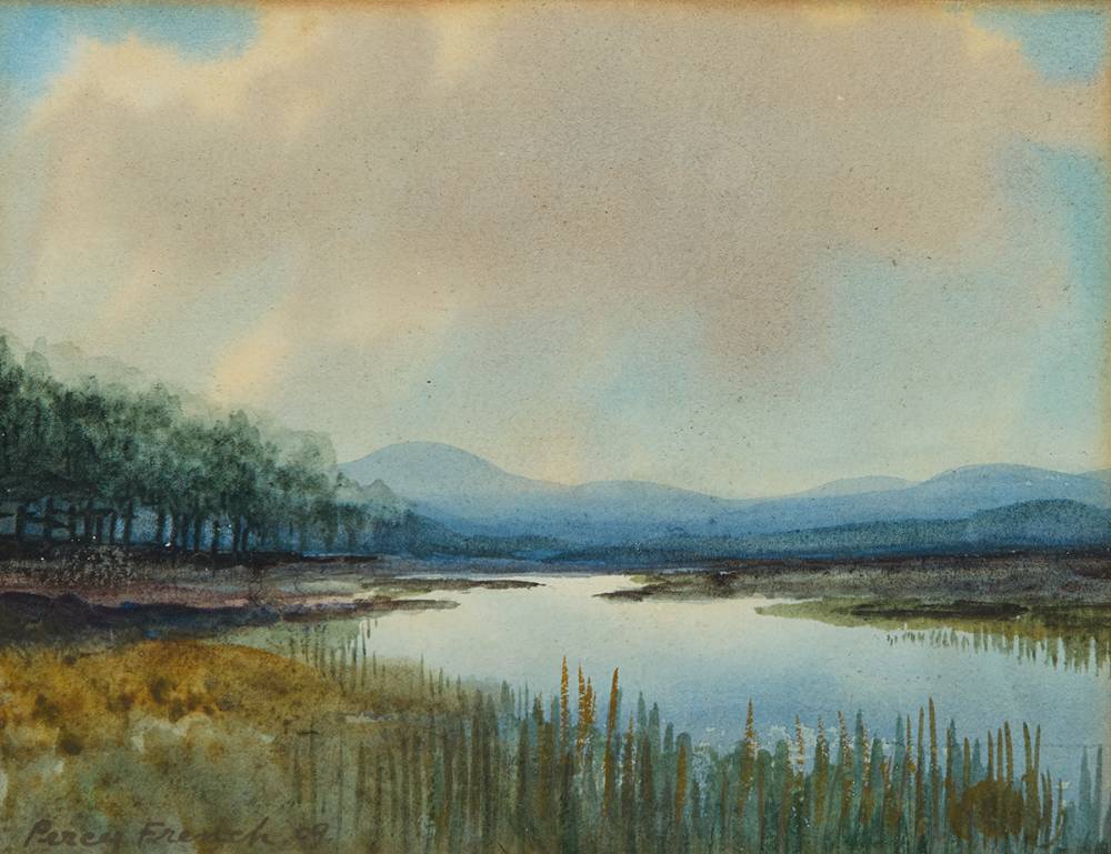 LAKE SCENE WITH FOREST AND MOUNTAINS, 1909 by William Percy French (1854-1920) at Whyte's Auctions