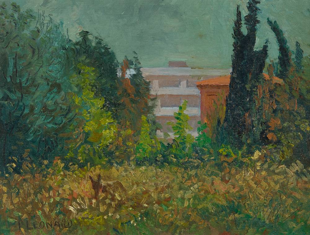 REAR OF CHANDRIS DASSIA, GREECE by Patrick Leonard HRHA (1918-2005) at Whyte's Auctions
